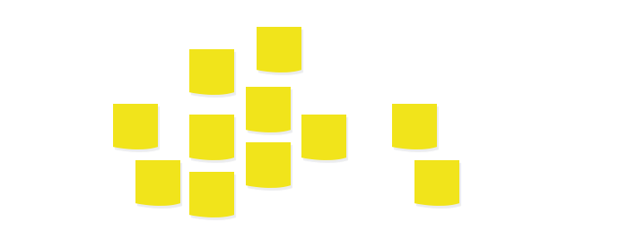 decision making process post-it notes arranged randomly
