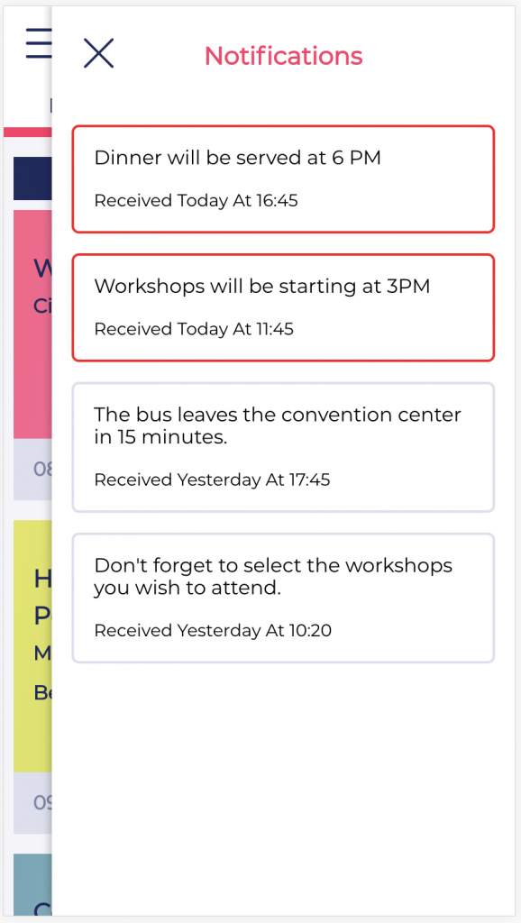 The notifications feed within the App
